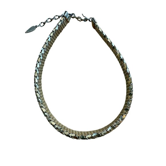 Vintage Whiting & Davis Gold tone Mesh Choker Necklace 11in With 3-Inch Extender - Picture 1 of 4